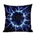 Dkisee - Federa per cuscino in cotone e lino, con fulmine elettrico, colore blu, effetto energetico, forma rotonda, quadrata, per divano, auto, decorazione per letto, 45,5 x 45,5 cm