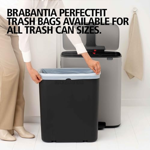 Image of Brabantia Bo Pedal Bin 15.9 Gallon /60L (Soft Gray), Soft-Closing Kitchen Garbage Can, Step-On Trash Can with Removable Inner Bucket, PerfectFit Trash Bag Pack Included