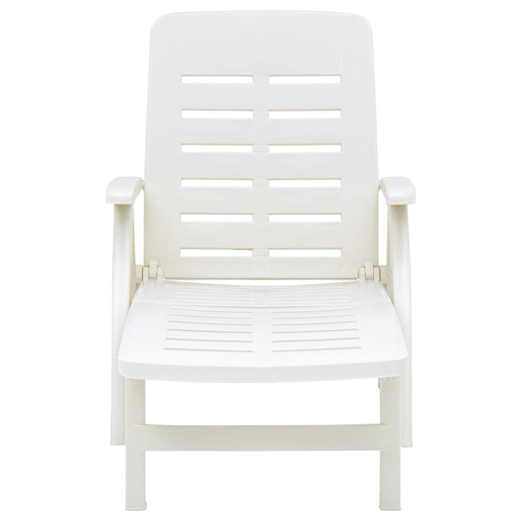 Générique Chaise Longue Pliable Plastique Blanc, Meubles, Mobilier de Jardin, Sièges de Jardin, Bains de Soleil, Blanc, (Poids 12.55KG)