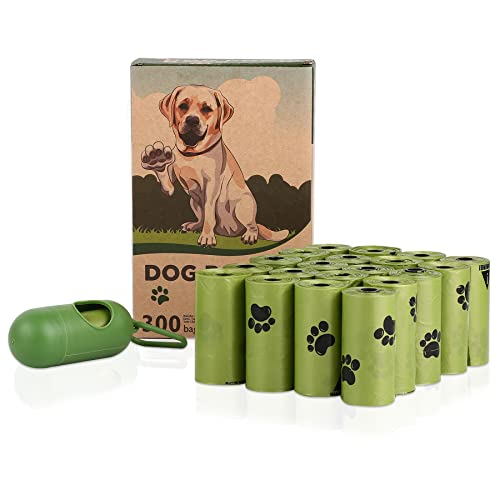 Kefflum Lot de 300 sacs à déjections canines pour chien - Anti-fuite - Anti-fuite - Épais et sans odeur (50 rouleaux + 2 distributeurs) Cover