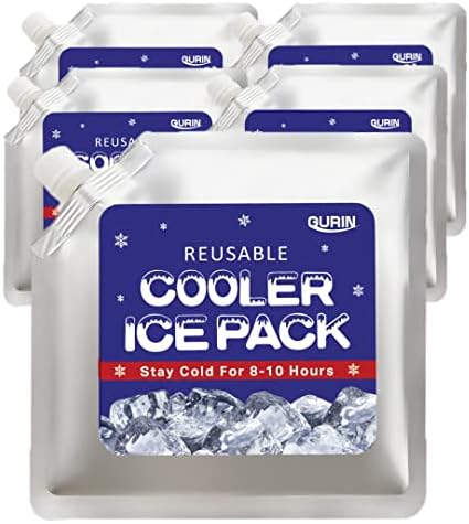 GURIN Cooler Ice Packs - Reusable Ice Packs for Lunch Box, Bag, or Backpack Coolers - Cold Up to 8-12 Hours Long Lasting Ice Packs for Camping Picnic, Outdoor Activities, Food Delivery - Pack of 5