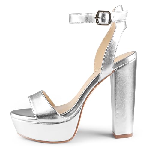 Image of MERUMOTE Women's Fashion Platform Sandals Block Heels Wedding Summer Dress Shoes