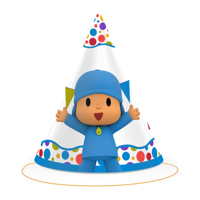 CONVER PARTY   Gorros de Cartón Pocoyo   Decoración Cumpleaños Pocoyo   Gorritos Cumpleaños   Artículos de Fiesta   6 Unidades