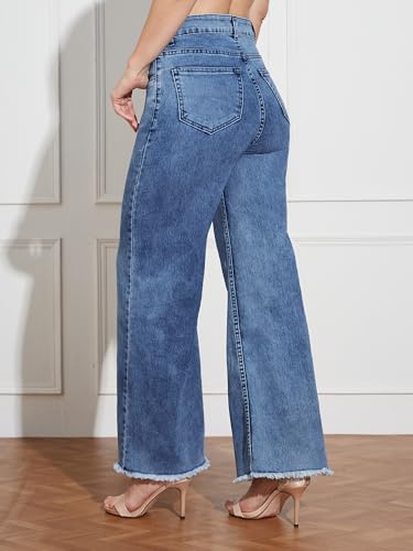 Image of Miss Chase Women's Wide-Leg High-Rise Regular-Length Stretchable Shaping Denim Jeans