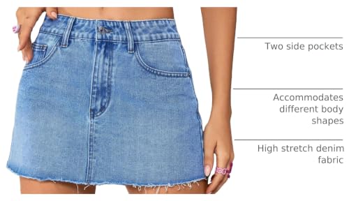 Image of Jumppmile Womens Mini Denim Skirt Mid Waist Mini Dress Jean Skirts