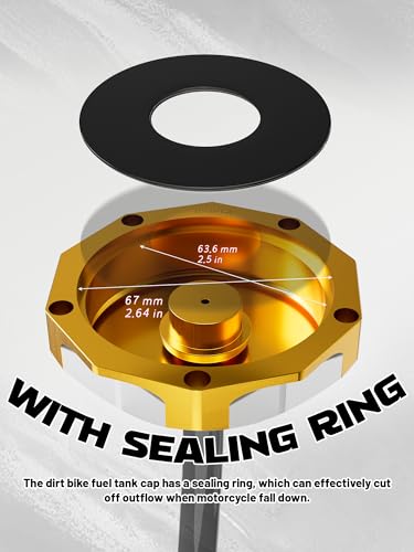 Image of JFG RACING Billet ATV Gas Fuel Tank Cap Cover For YFZ 450,YFZ450x,Banshee 350 200,Raptor 660 350 250,Warrior 350 450,Kodiak 400,Grizzly 660 450 400 350 300,TTR250,YZ426F (Gold)