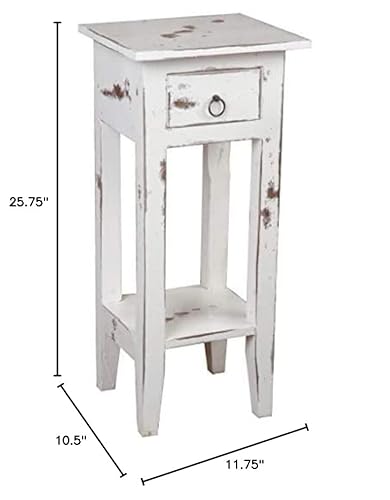 Sunset Trading Shabby Chic Cottage Table, Small One Drawer, Heavy Distressed Whitewash #TOP2
