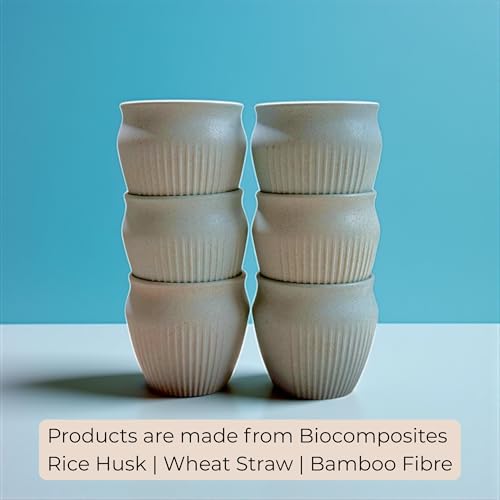 Image of Happy Cove Eco Friendly Cup Set of 6 for Tea | Biocomposite Rice Husk & Bamboo Fibre | 225ml Unbreakable Chai Cups | Microwave Safe Tea Kulhad | Hot & Cold Coffee Mug, Milk & Tea Cup Set