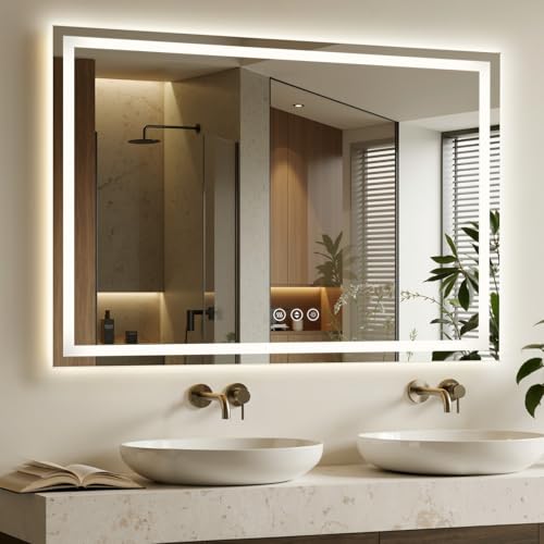 60x40 LED Bathroom Mirror with Anti-Fog Backlit & Front Lit Memory