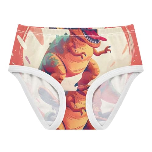 Cartoon Dino with Headphones Undies for Toddler Girls, Girls' Underwear, 2T–8 Years