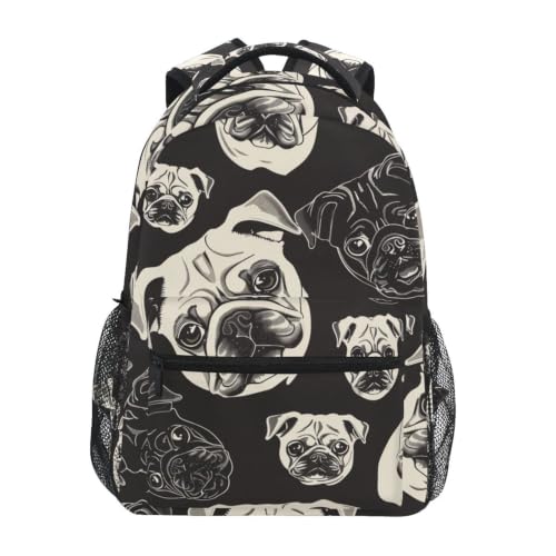 Sac à dos carlins blancs cartable école enfant et ado voyage
