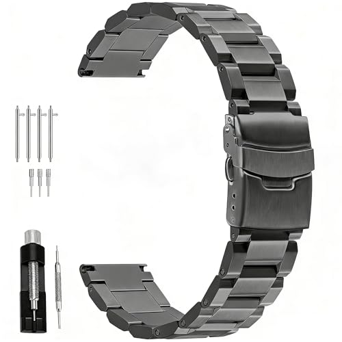 Image of Juntan 18mm 20mm 21mm 22mm 24mm 26mm Classic Stainless Steel Watch Band Silver Black Grey Blue Gold Brushed Metal Watch Strap for Women Men Watch Replacement Band Double Buckle