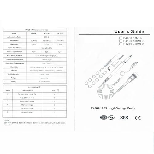 Image of Generic P4100 High Voltage Probe 100MHz Bandwidth 100:1 Attenuation Ratio 2KV Working Voltage DC+ACpk