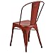 Flash Furniture Blake Commercial Grade 4 Pack Distressed Kelly Red Metal Indoor-Outdoor Stackable Chair