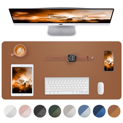 Image of Leather Desk Pad Blotter,Mouse Pad,Office Desk Mat, Non-Slip PU Leather Desk mat,Large Desk mat,Waterproof Keyboard mat for Office /Home /Decor (Brown,35 inch x 17 inch)