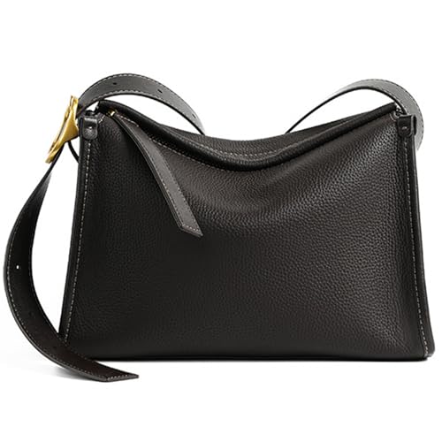 Mewpurrs Togo Leather Crossbody Bag for Women, Hobo Shoulder Purse with Zipper Closure for Work Travel, Coffee