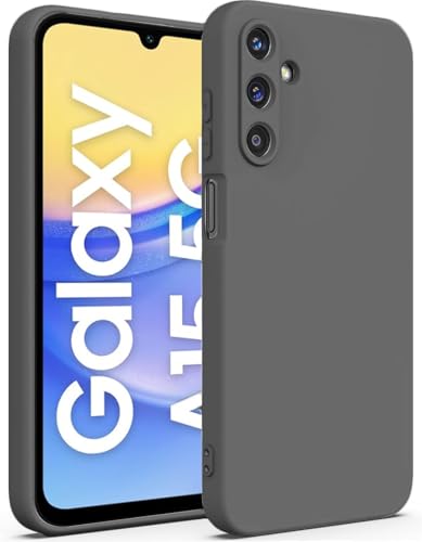 Image of DIZORO Microfiber Candy Case Compatible for Samsung A15 5G Smooth Touch Cushion Liquid Soft Silicone Gel Rubber Phone Cases Non-Slip Full Body Protective Shockproof Back Cover (Space Grey)