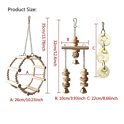 Vogelspeelgoed 8PCS Originele houten papegaaien Huisdierenvogel speelgoed set vogelladder voor kleine parkieten… - Afbeelding 3