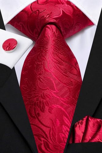 Image of Hi-Tie Men's Suspenders and Tie Set Silk Adjustable Elastic Y Braces with Strong 6 Clips Pocket Square Set