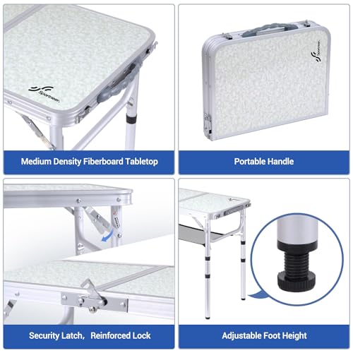 Sportneer-Camping-Table-236-L-x-157-W-Adjustable-Height-Small-Folding-Table-with-Mesh-Layer-Portable-Camp-Tables-with-Aluminum-Legs-for-Outdoor-Camp-Picnic-Beach-BBQ-Cooking-3-Height