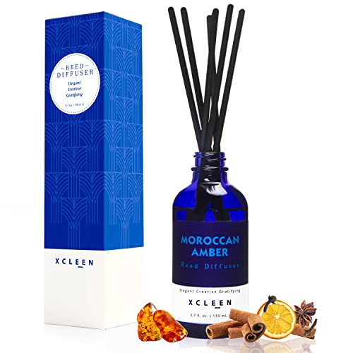 Reed Oil Diffuser Set, Fragrance Diffuser – Floral Notes, Vanilla, Cinnamon & Amber, Includes 6 Rattan Scented Sticks Diffuser Reeds, Home & Office Decor, 110ml/3.7oz