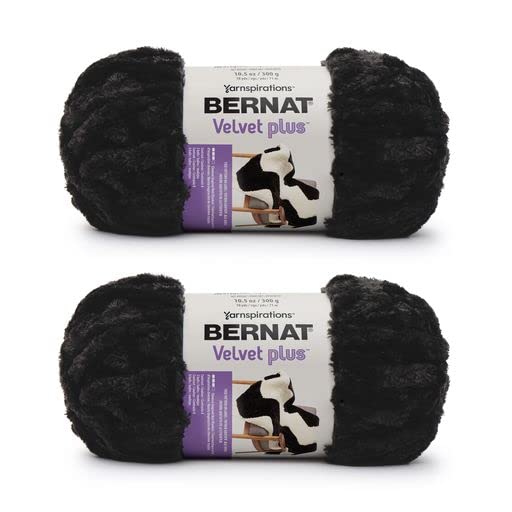 Bernat Velvet Plus Blackbird Yarn - 2 Pack of 300g/10.5oz - Polyester - 6 Super Bulky - Knitting/Crochet