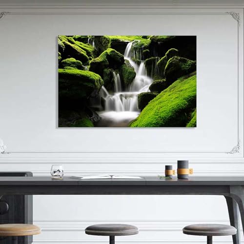 Cascade de mousse verte qui coule impression sur toile sans cadre - 3