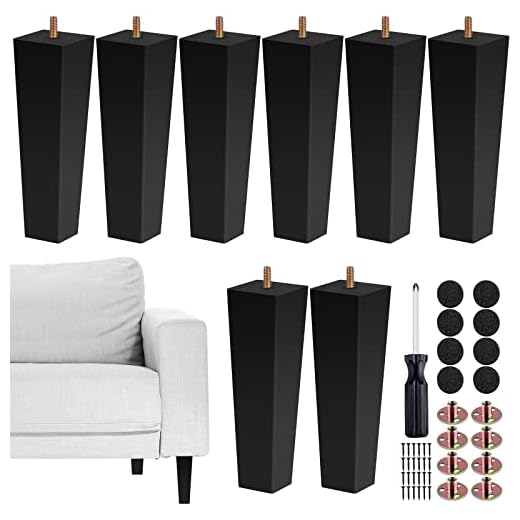 TURSTIN 8-Inch Square Solid Wood Furniture Legs