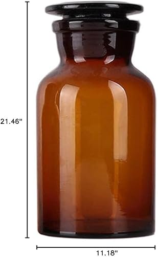 Miniatura 7 de Vidrio ámbar, boca ancha, botella de reactivo, 4.2 fl oz
