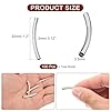 uxcell 100 Pcs Tube Beads, 3x30mm Curved Noodle Beads Loose Beads Tube Spacer Beads for Earrings Necklaces Bracelets Pendant DIY Crafts, Silver #1