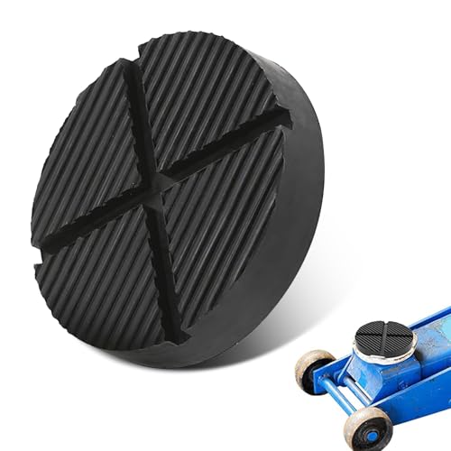 Image of 1 PC Car Floor Jack Support Rubber Block, 4.92 inch Diameter Jack Pad Adapter, Cross Slotted Puck Pinch Weld Side Frame Rail Protector, Universal for Most Cars (Black)