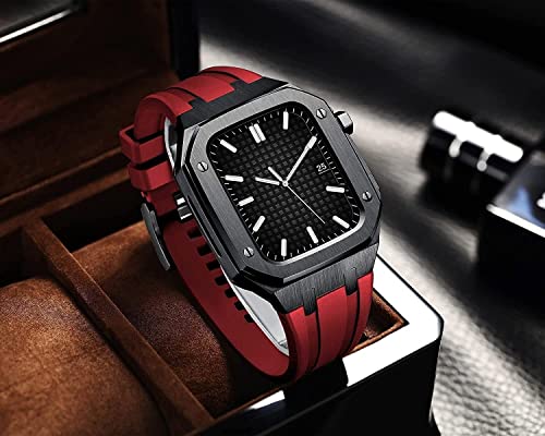 Boîtier montre acier bracelet silicone Apple Watch 45mm 44mm