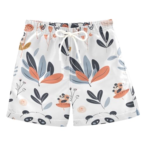 OREZI Boys Swim Trunk Shorts Panda and Grass Bathing Suit for Toddler Kids