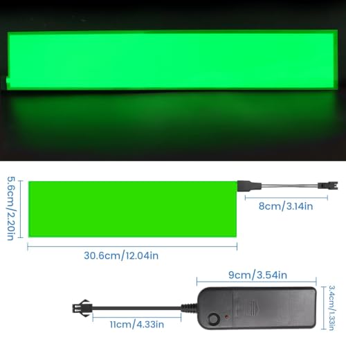 Image of Flexible Led Panel 5x30 cm Green,Electroluminescent Panel Sheet EL Tape Cuttable Soft for Mask Eye Cosplay Party Decor DIY-Continuous /Slow Flash /Fast Strobe