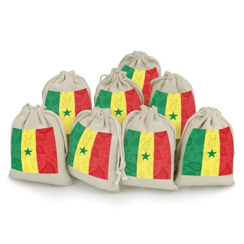 Senegal Paisley Flag 8 Pack Small Gift Bags Cotton And Linen Drawstring Pockets Sachet Bag for Party Home Supplies
