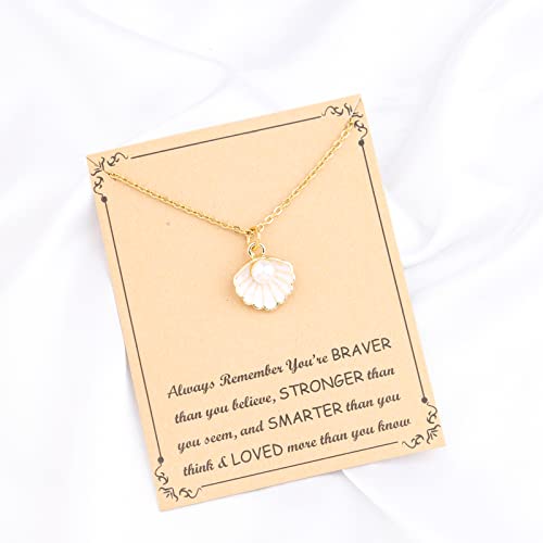 Seashell Pendant Necklace Beach Lover Gifts Scallop Necklace Enamel Blue Seashell Jewelry Gifts for Women4