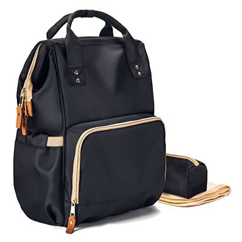 LNGLAT Diaper Bag Multi-Function Waterproof Baby Backpack Durable Stylish Unisex Travel with Insulated Bottle Pocket - Black