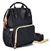 LNGLAT Diaper Bag Multi-Function Waterproof Large Baby Diaper Bag Backpack Durable Stylish Unisex Travel Knapsack with Insulated Pockets, Changing Pad, Insulated Bottle Pocket - Black