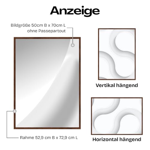 JCNORD MDF Walnussfarbener Holz Bilderrahmen 50x70 cm mit bruchsicherem Acrylglas | Moderner Fotorahmen für Wände und Tische – Ansicht 5