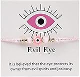 Colorful animal Evil Eye Bracelet For Women Teen Girls Amulet Protection Bracelet Good Luck Adjustable String Bracelet Anklet/pink card