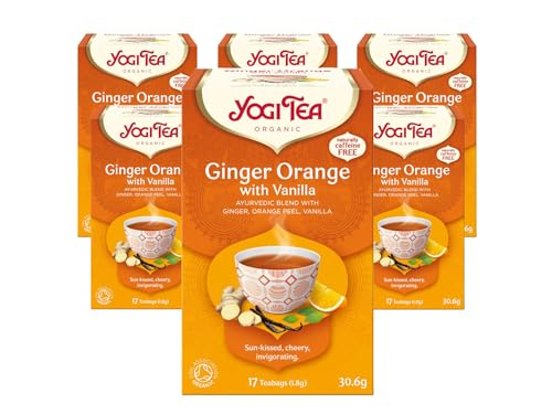 Yogi Tea, Ginger Orange with Vanilla, Organic Herbal Tea, Naturally Caffeine Free, Blend of Ginger, Orange Peel and Vanilla, 6 Packs x 17 Tea Bags (102 Teabags Total)