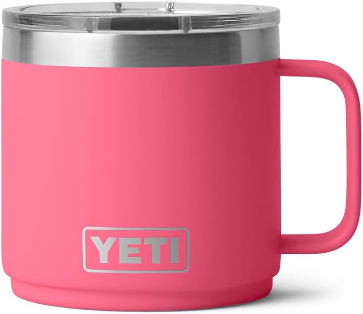 YETI Rambler 14 oz Ceramic Lined Stackable Mug, Vacuum Insulated, Stainless Steel with MagSlider Lid, Tropical Pink - Image 3