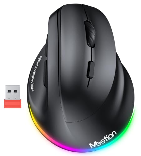 MEETION Ergonomic Mouse, Wireless Vertical Mouse RGB Backlit...