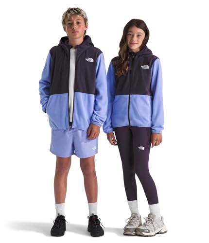 The North Face Teen Glacier Full Zip Hooded Jacket - Lightweight Fleece Hoodie for Boys & Girls Zip Hand Pockets Periwinkle Glow/Endless Dusk Medium
