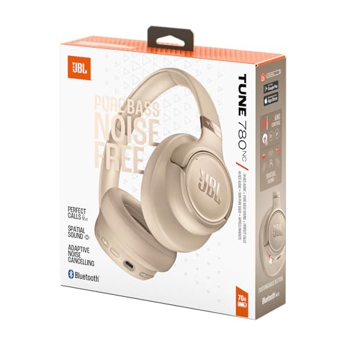 Image of JBL Tune 780 NC Wireless Supra-Ear Headphones, Up to 76 Hour Battery Life, Adaptive Noise Reduction, Smart Ambient, Google Fast Pair, Microsoft Swift Pair, Beige