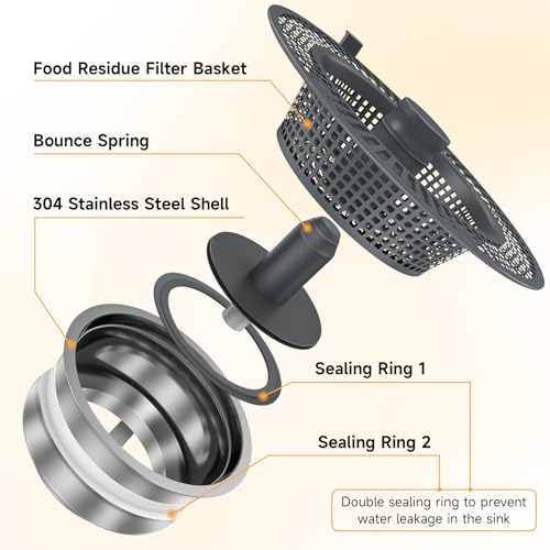 Colador y tapón para desagüe de fregadero de cocina 3 en 1 miniatura 6