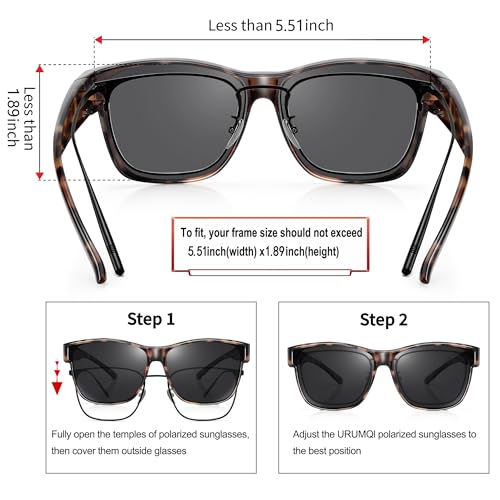 Image of URUMQI Polarized Sunglasses Fit Over Glasses for Men Women, Oversized Square Sun Glasses UV400 Protection
