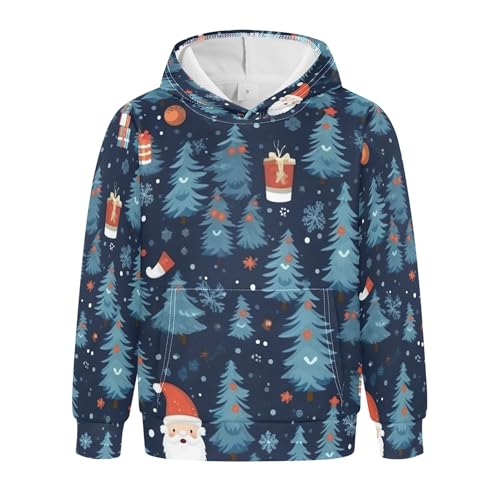 Kids Hoodies Sweaters Christmas Xmas Santa Claus Hooded Sweatshirts with Big Pockets for Boys Girls B0400361