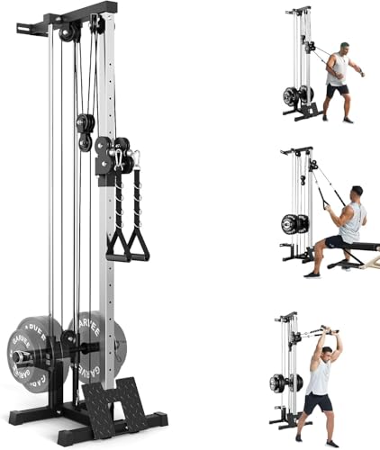 Wall Mount Cable Station Dual Pulley Cable Crossover Machine with 18 Adjustable Positions 400LBS Capacity Functional Trainer for Home Gym Strength Training