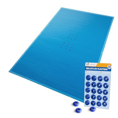 VOUNOT® Telo Copri Piscina Rettangolare 6x12m, Telone Impermeabile in PE 160g/m², Resistente agli UV, Doppio Strato con Occhielli in Alluminio, Copertura Protettiva per Piscina Fuori Terra, Blu Scuro